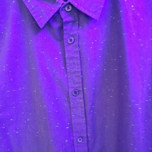 Men's Button-Down, Collared T-Shirt, Navy Blue with Neon Green threads - Large